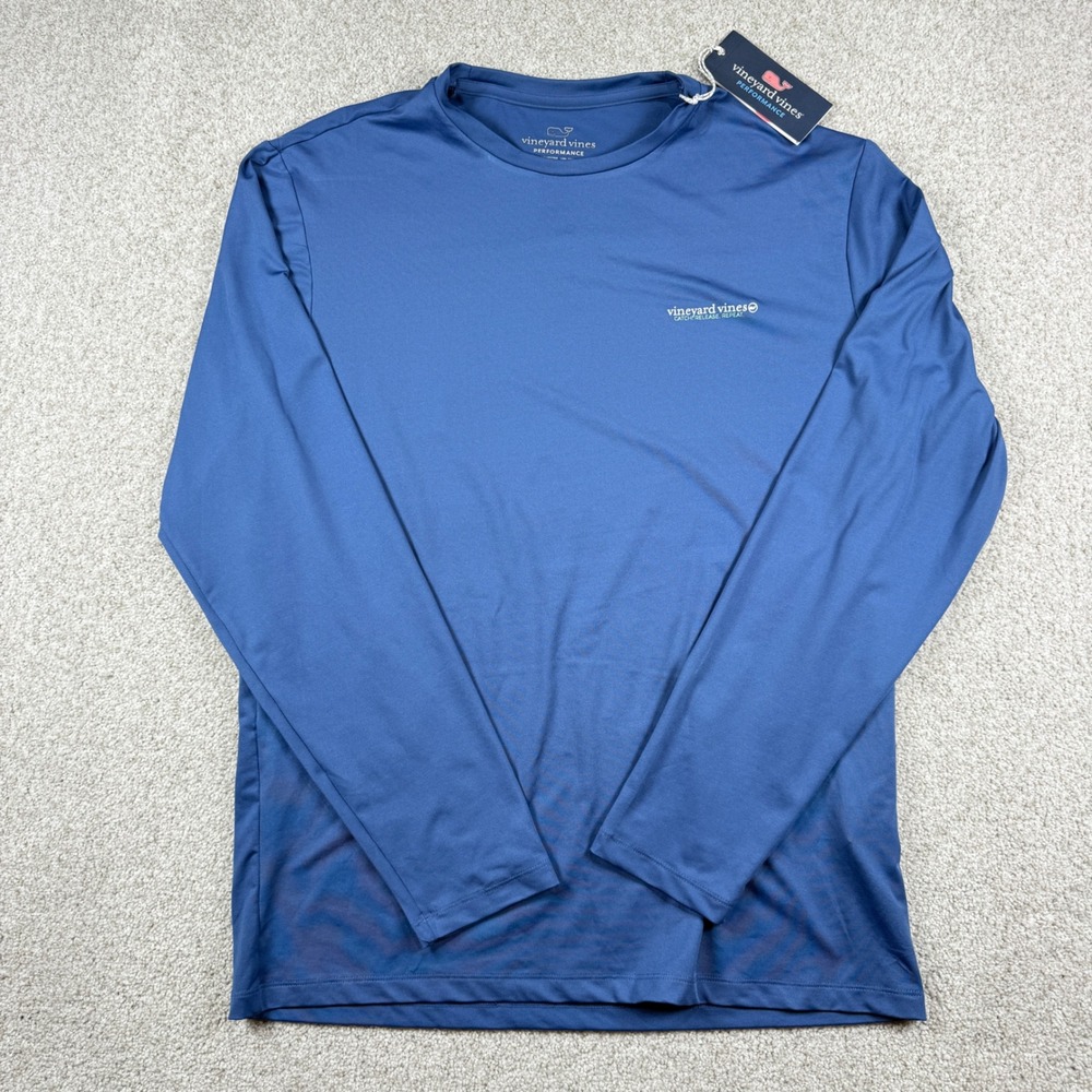 NEW Vineyard Vines Graphic Tee Mens Small Moonshine Blue LS